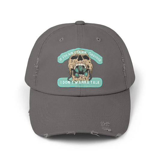 Talkin’ Turquoise Unisex Distressed Cap