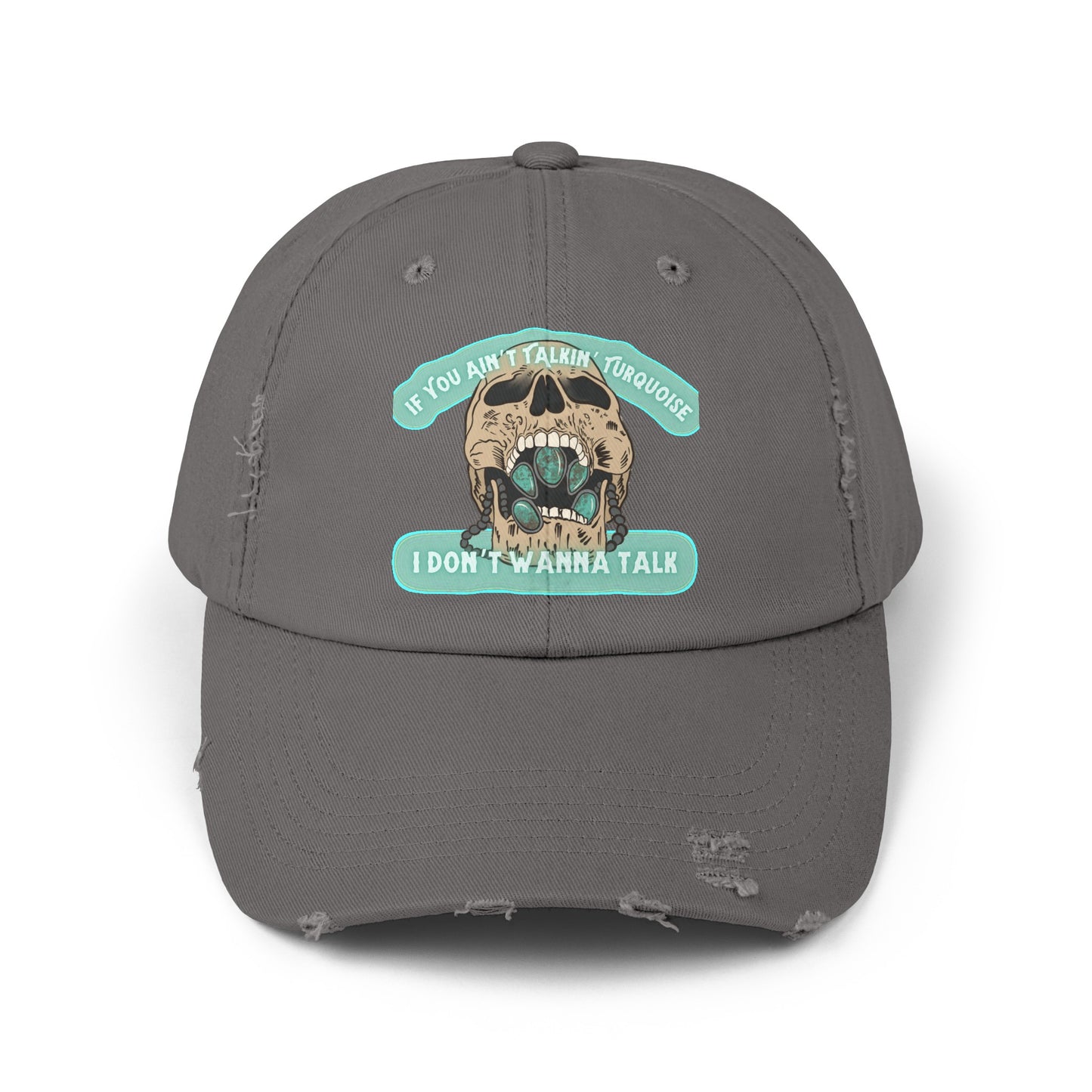 Talkin’ Turquoise Unisex Distressed Cap