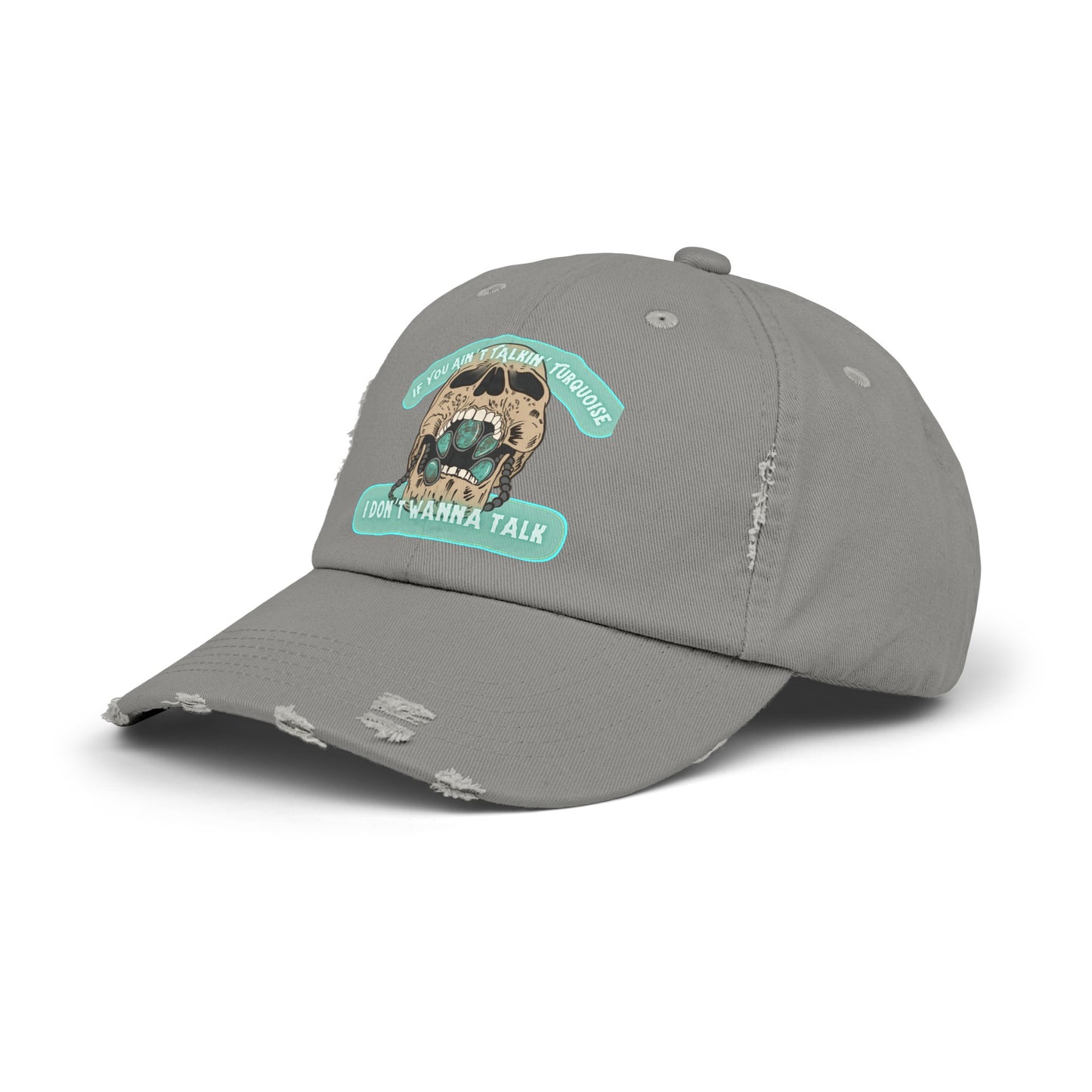 Talkin’ Turquoise Unisex Distressed Cap