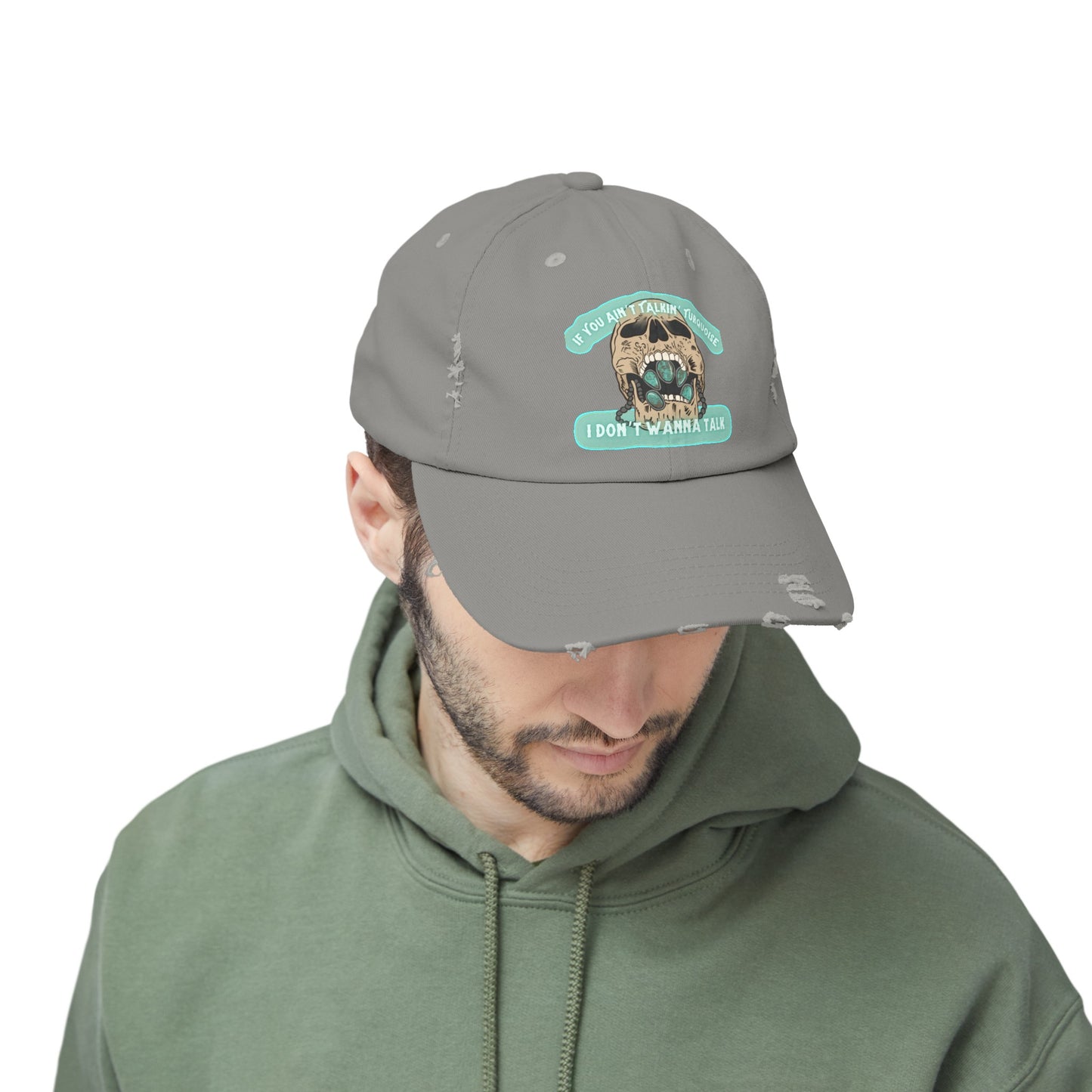 Talkin’ Turquoise Unisex Distressed Cap