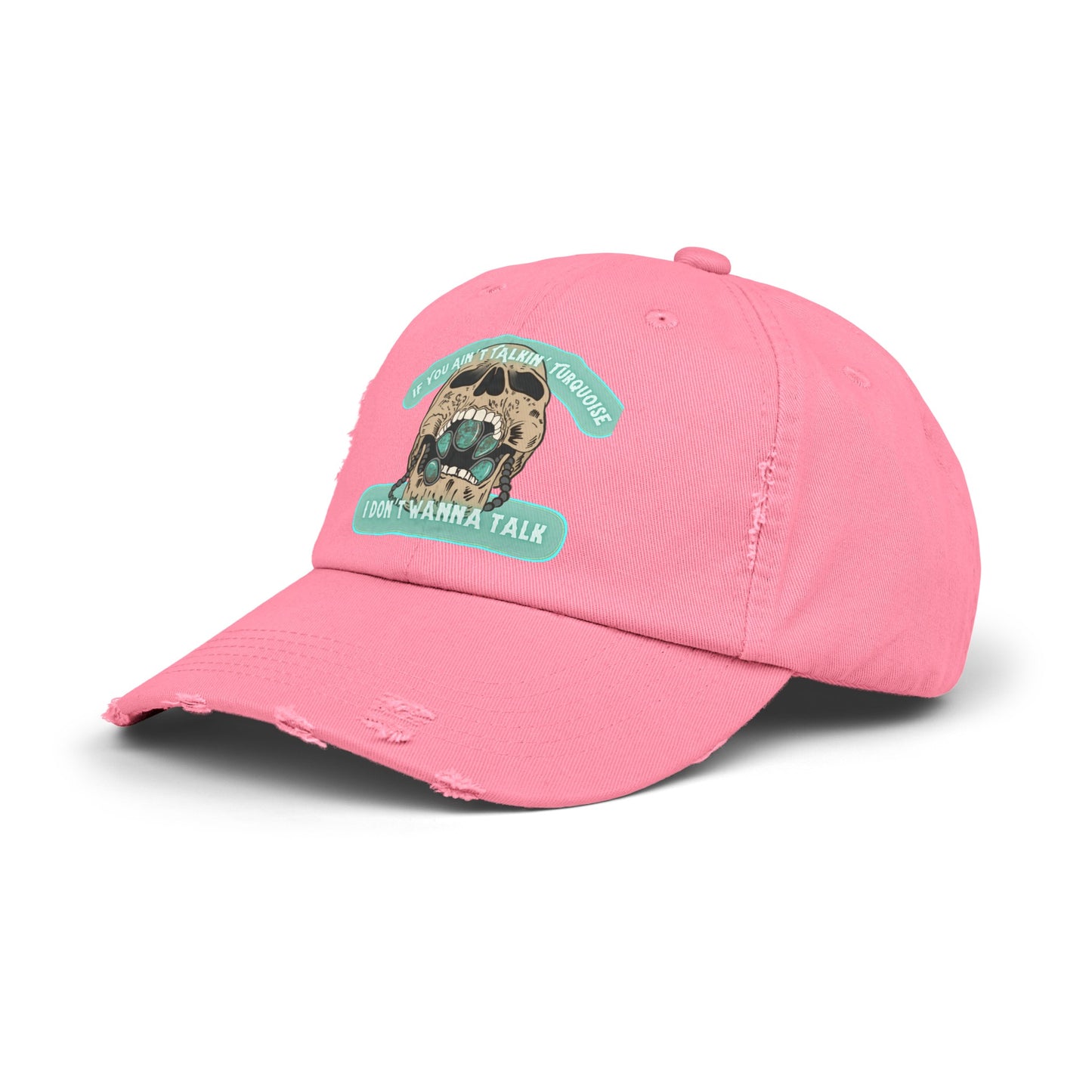 Talkin’ Turquoise Unisex Distressed Cap