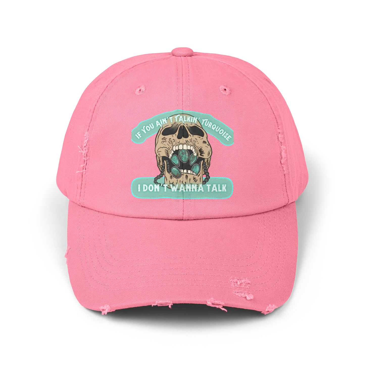 Talkin’ Turquoise Unisex Distressed Cap