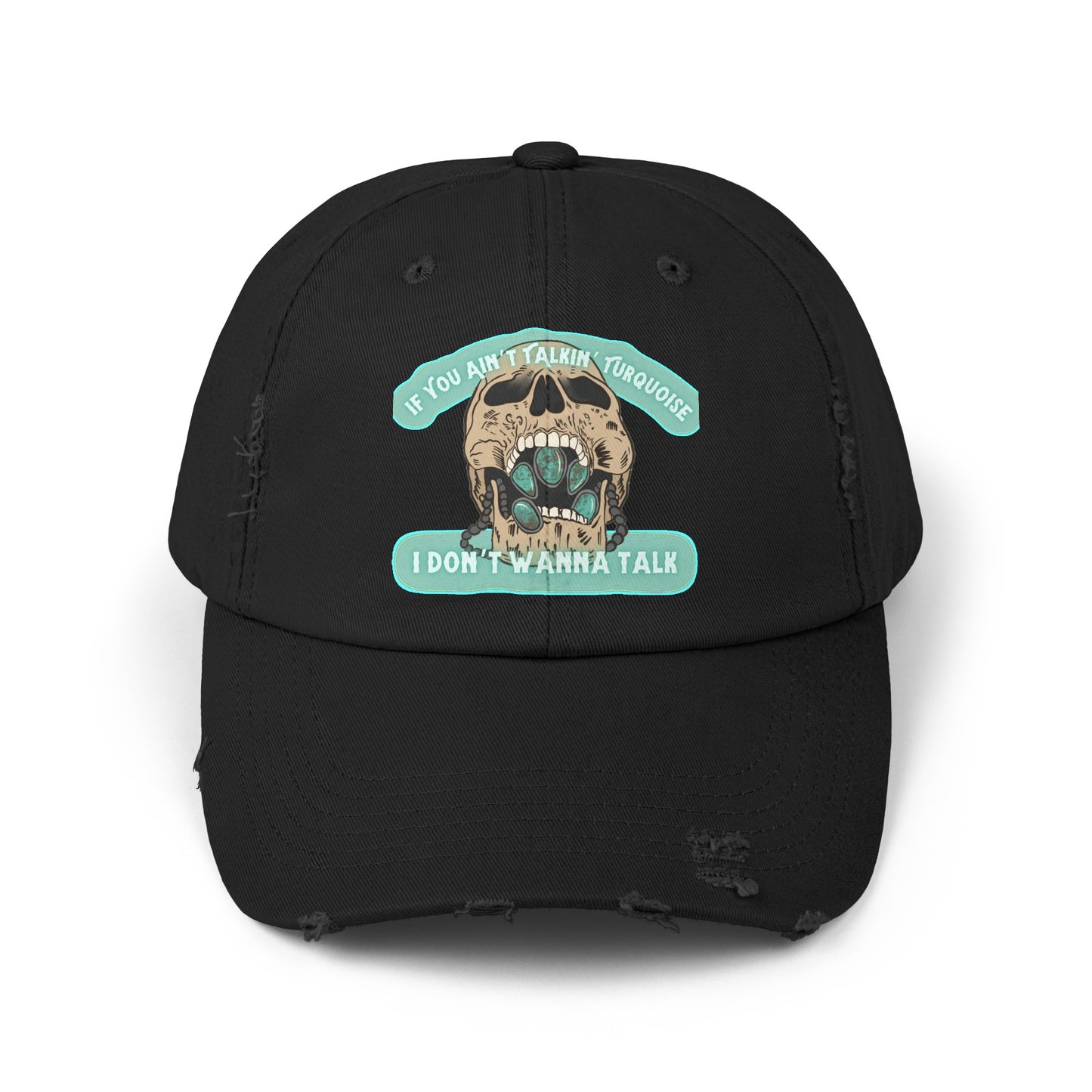 Talkin’ Turquoise Unisex Distressed Cap