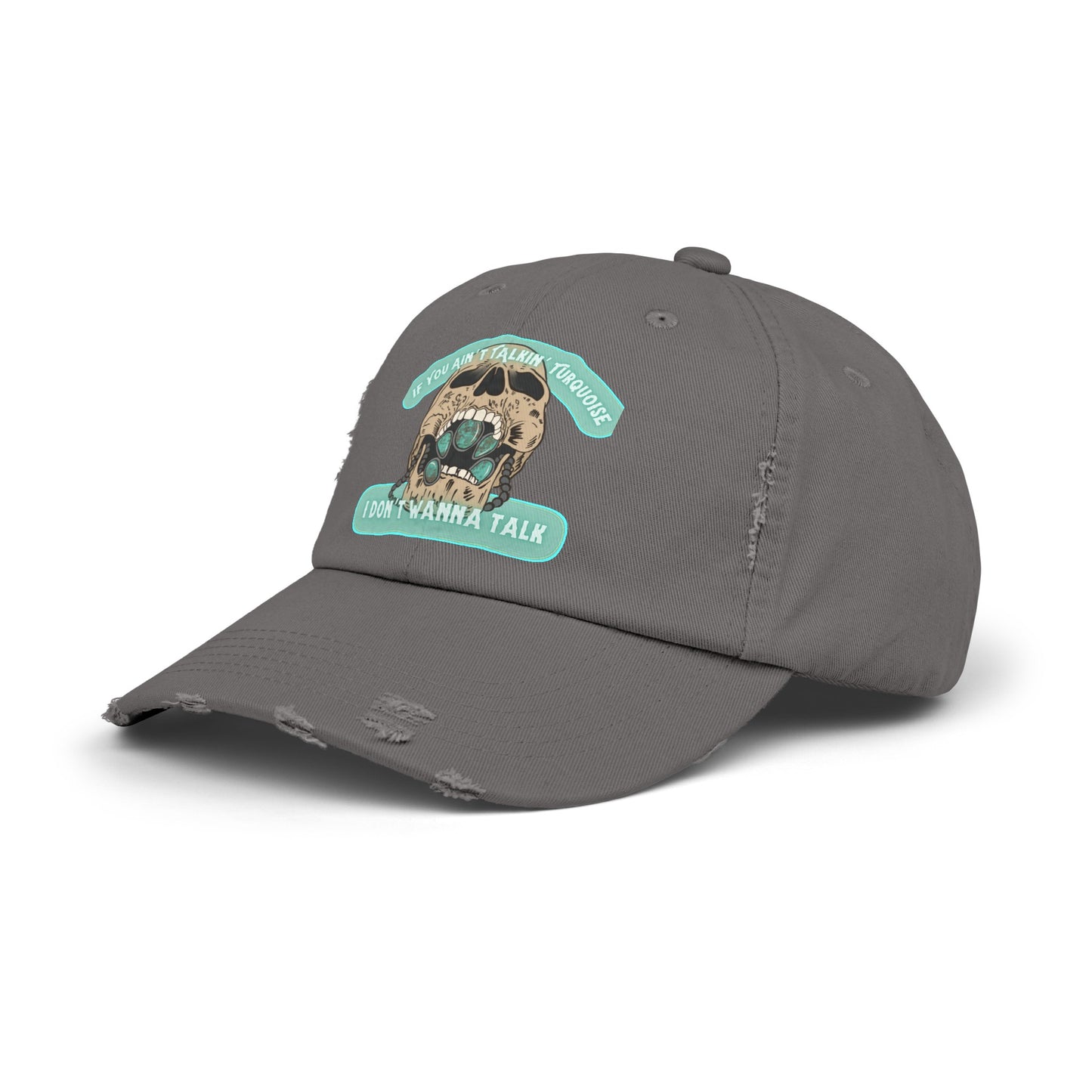 Talkin’ Turquoise Unisex Distressed Cap