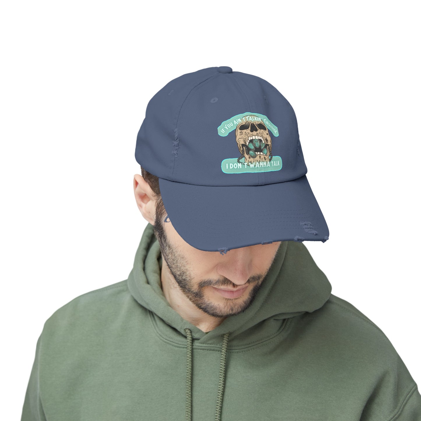 Talkin’ Turquoise Unisex Distressed Cap