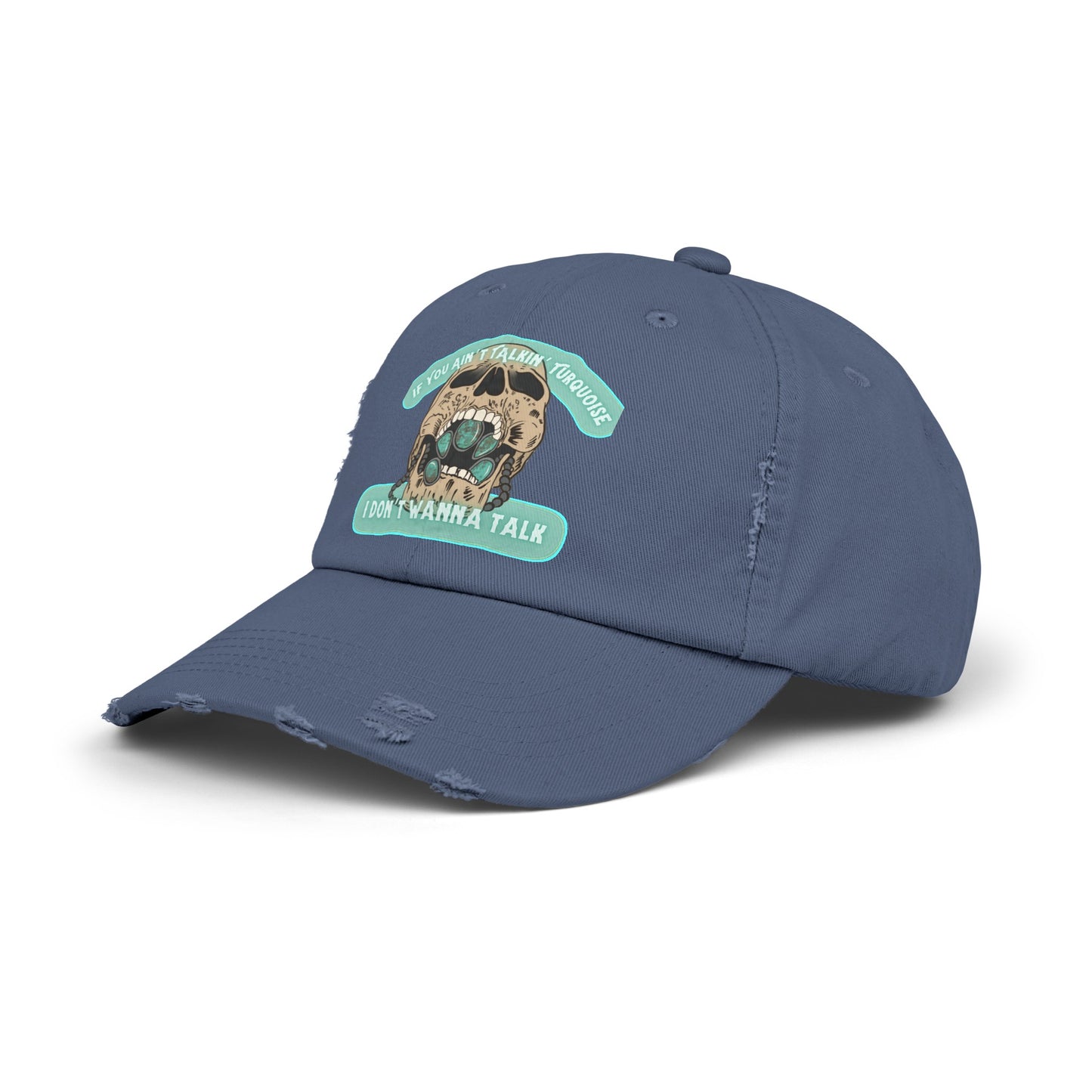 Talkin’ Turquoise Unisex Distressed Cap