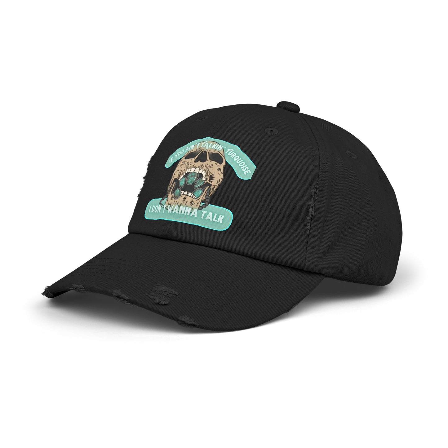 Talkin’ Turquoise Unisex Distressed Cap