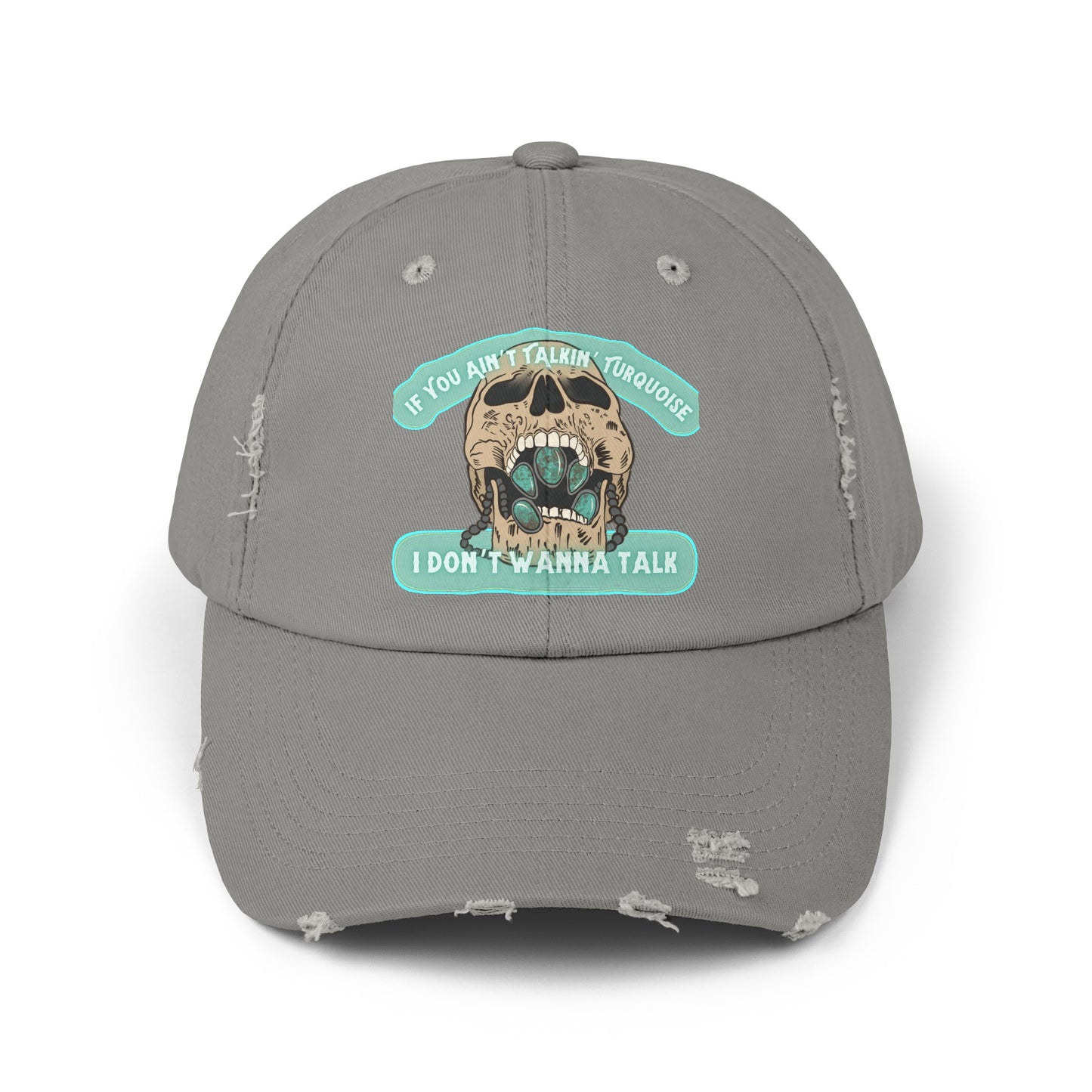 Talkin’ Turquoise Unisex Distressed Cap