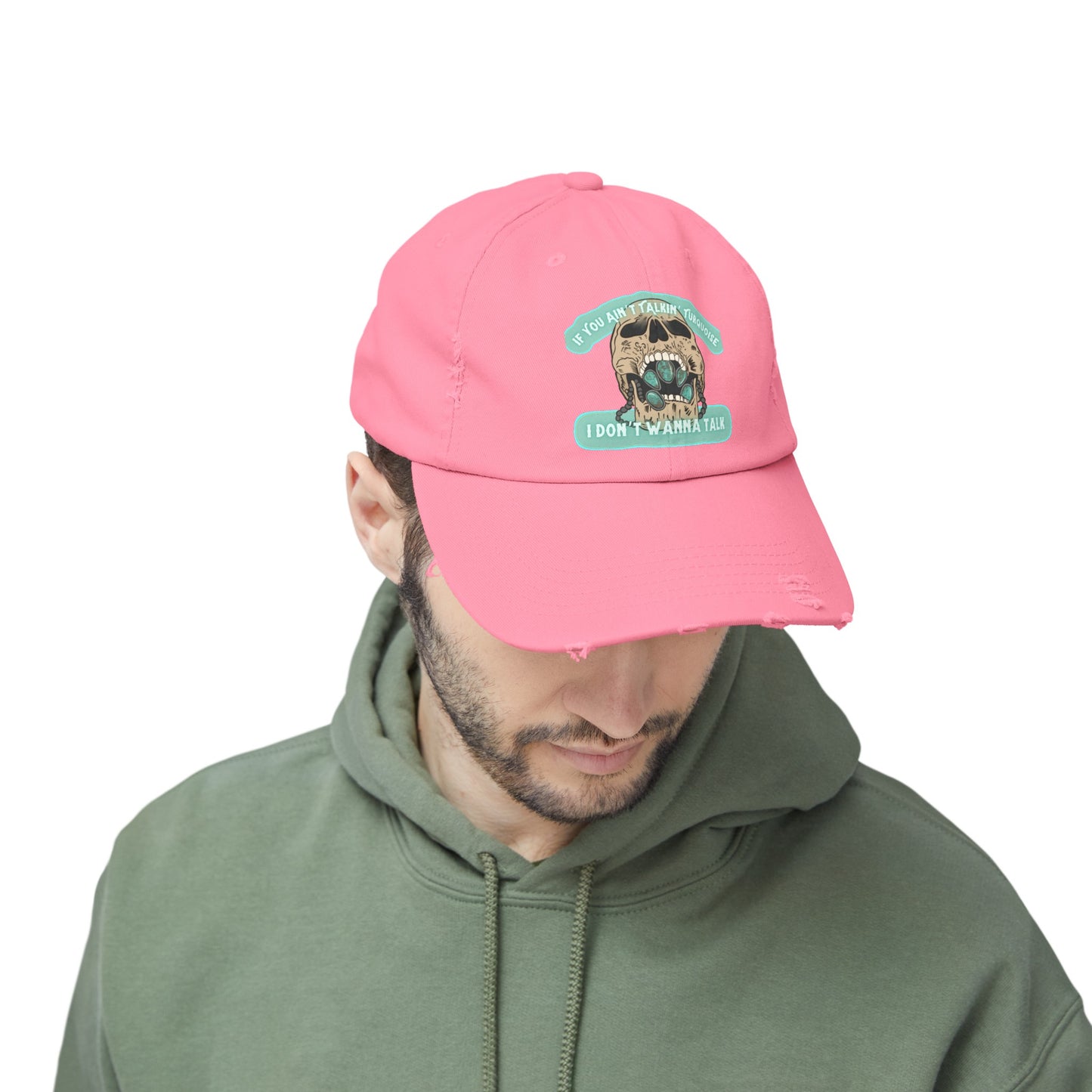 Talkin’ Turquoise Unisex Distressed Cap