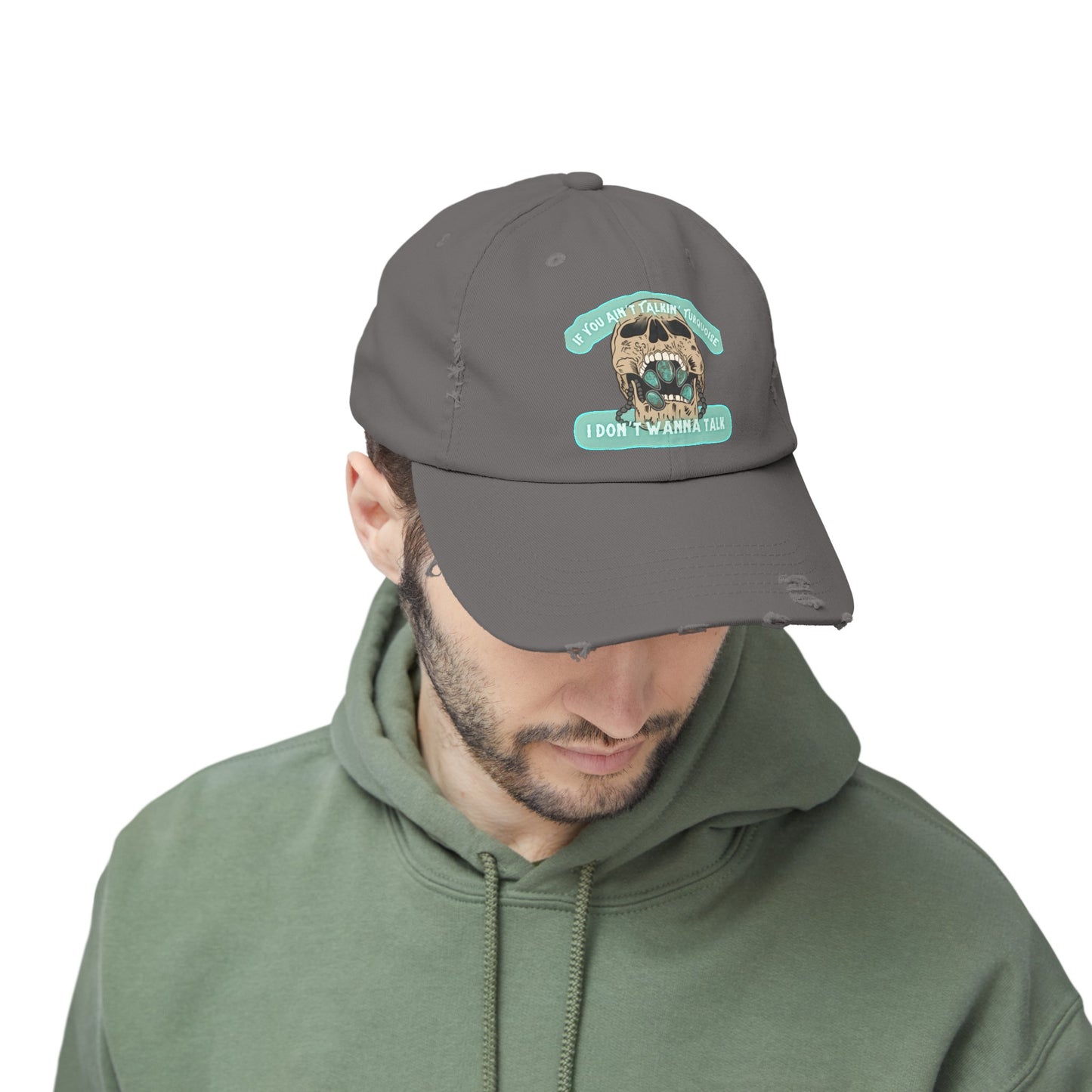 Talkin’ Turquoise Unisex Distressed Cap