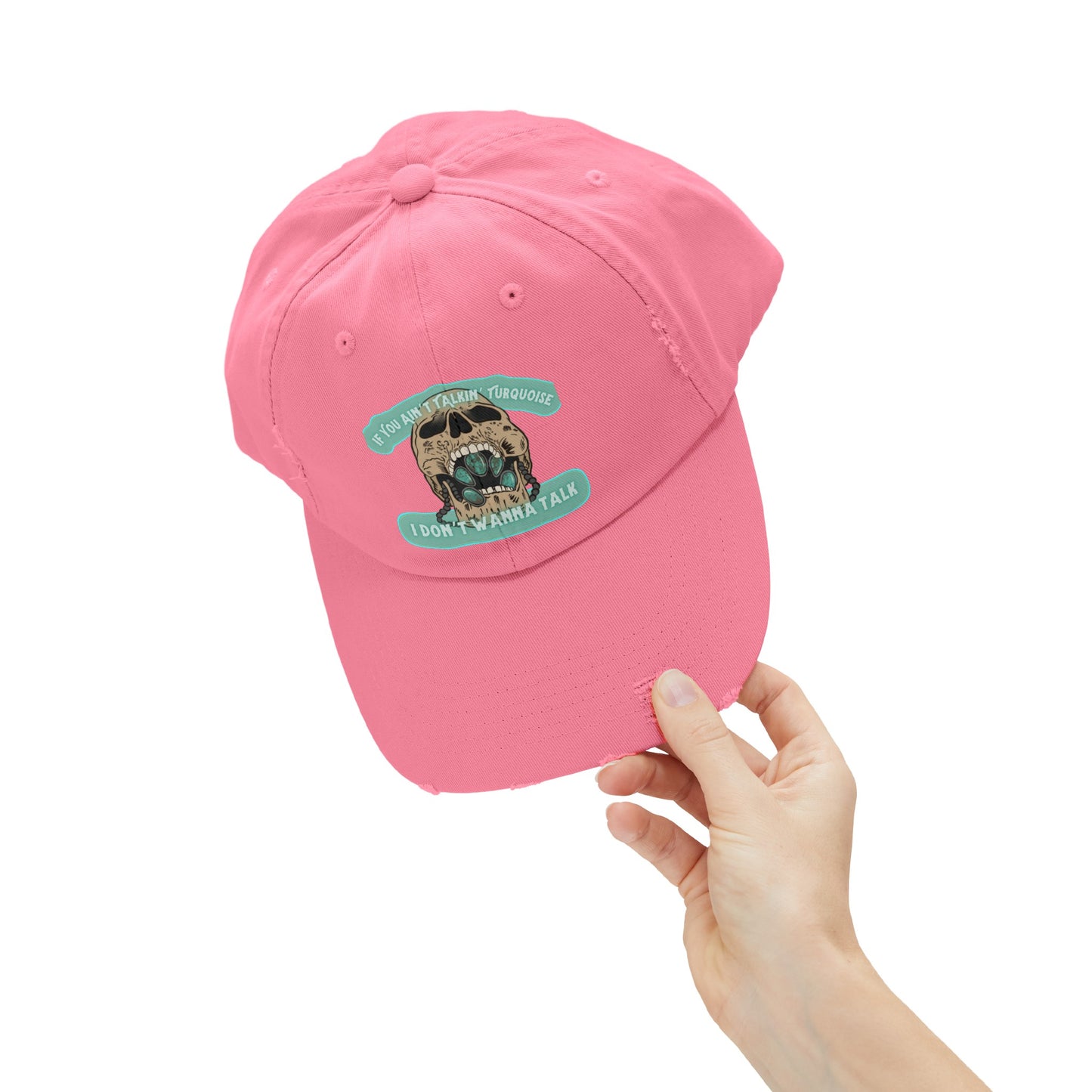 Talkin’ Turquoise Unisex Distressed Cap