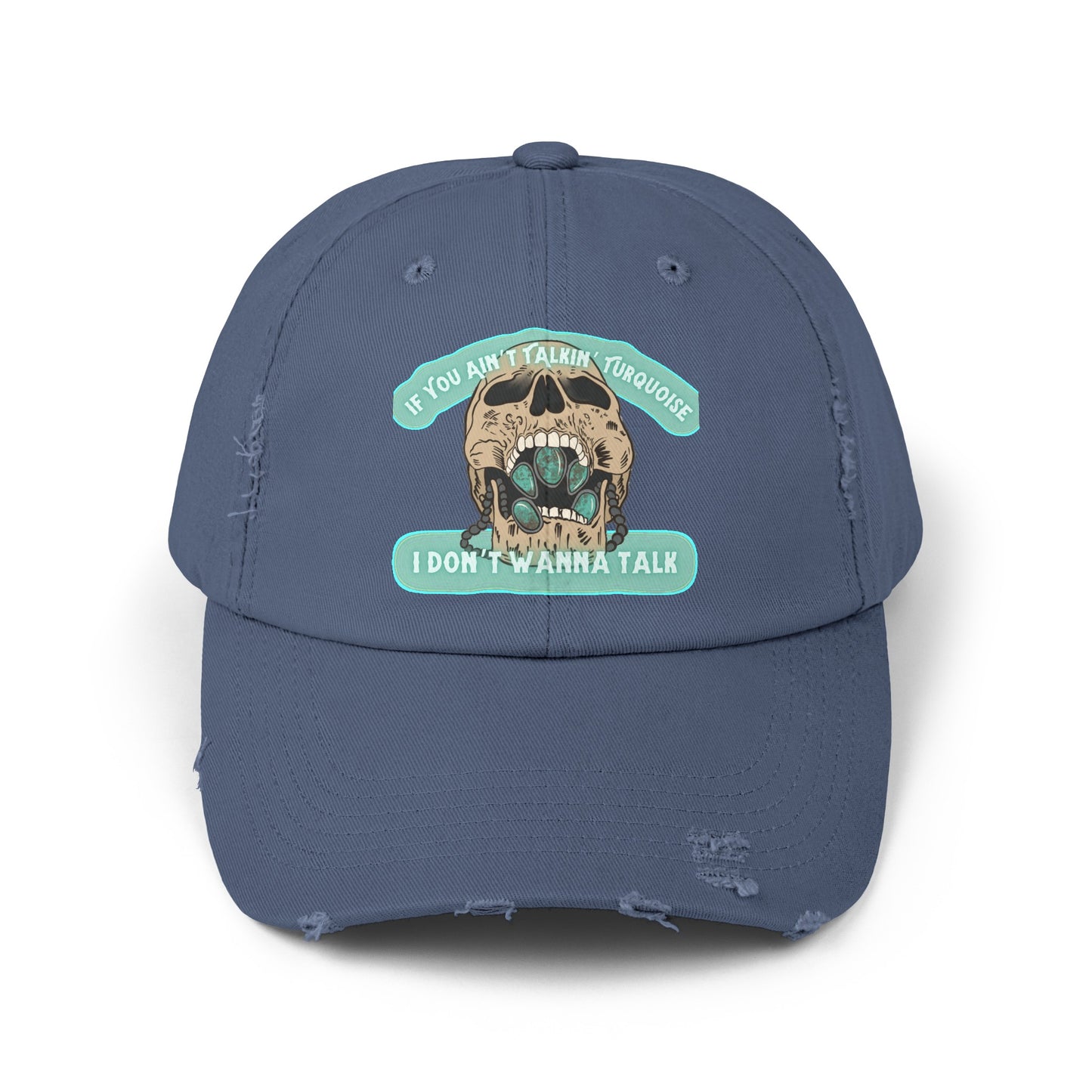 Talkin’ Turquoise Unisex Distressed Cap